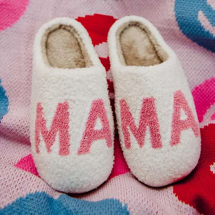 Fuzzy Slippers Mama in Pink