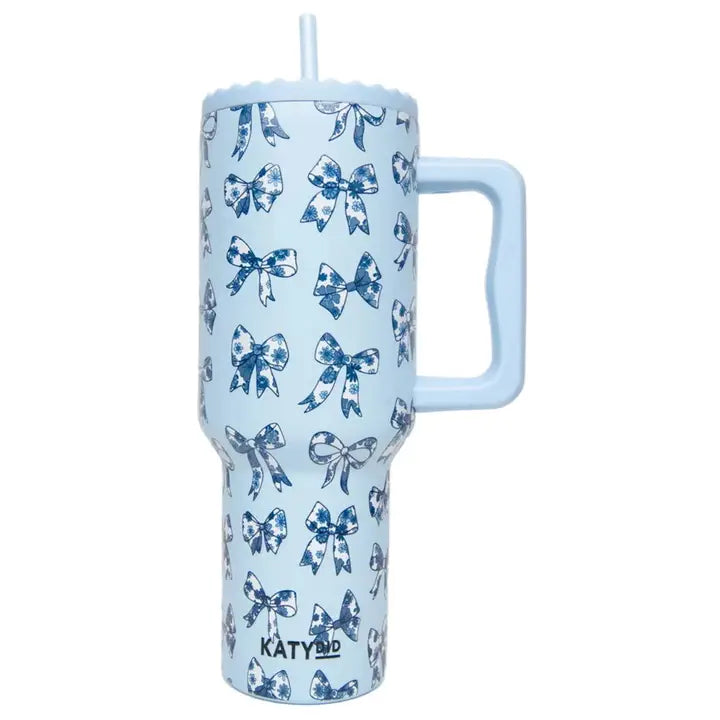 38oz Tumbler Blue Chinoiserie Bows