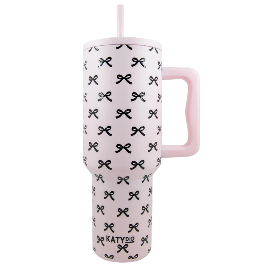 38oz Tumbler Pink with Black Bows