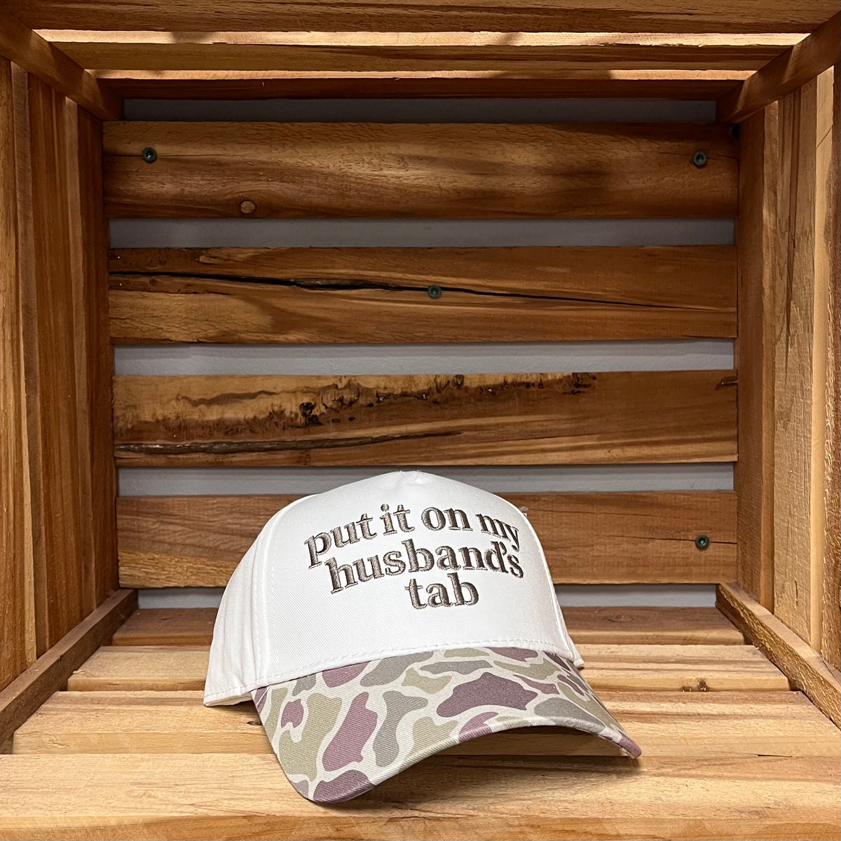 Lulu Mac Camo Hat Husband's Tab Taupe