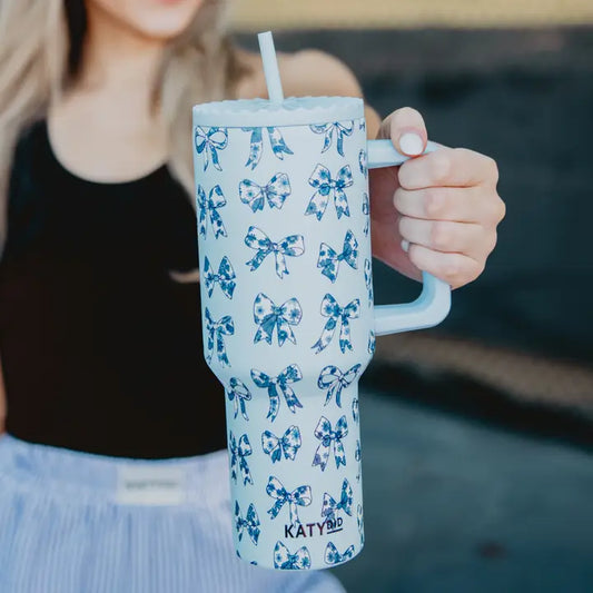 38oz Tumbler Blue Chinoiserie Bows