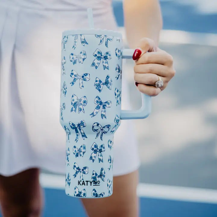 38oz Tumbler Blue Chinoiserie Bows