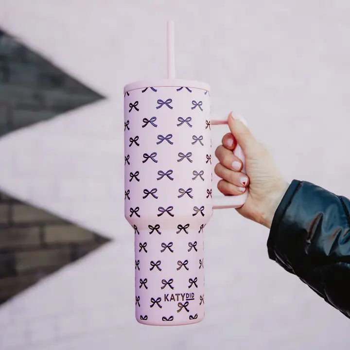 38oz Tumbler Pink with Black Bows