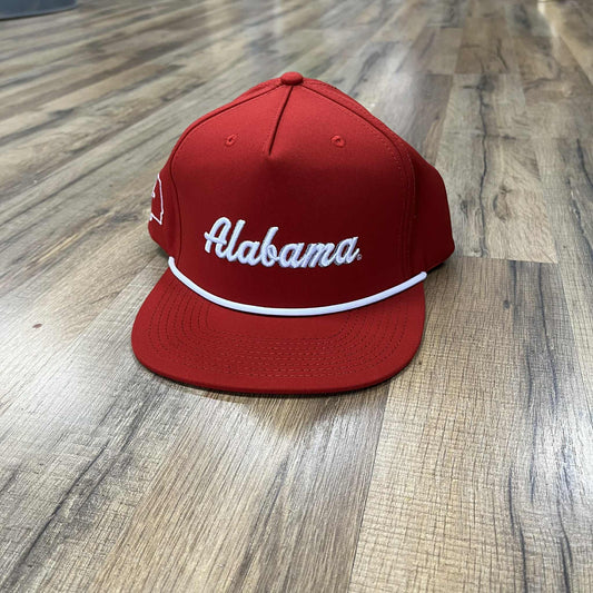 3D AL Hat Rope Flat Bill Crimson