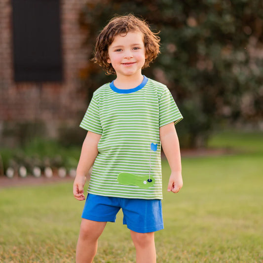 Golf Embroidery Boy Short Set