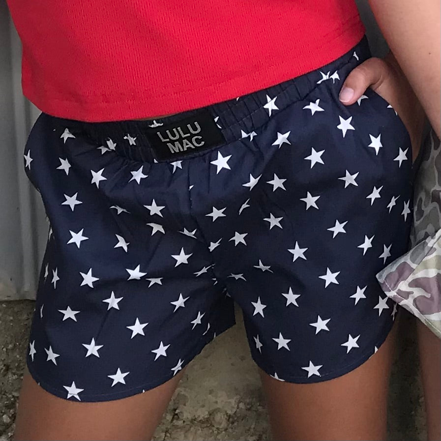 Lulu Mac Boxer Shorts Navy Stars Youth