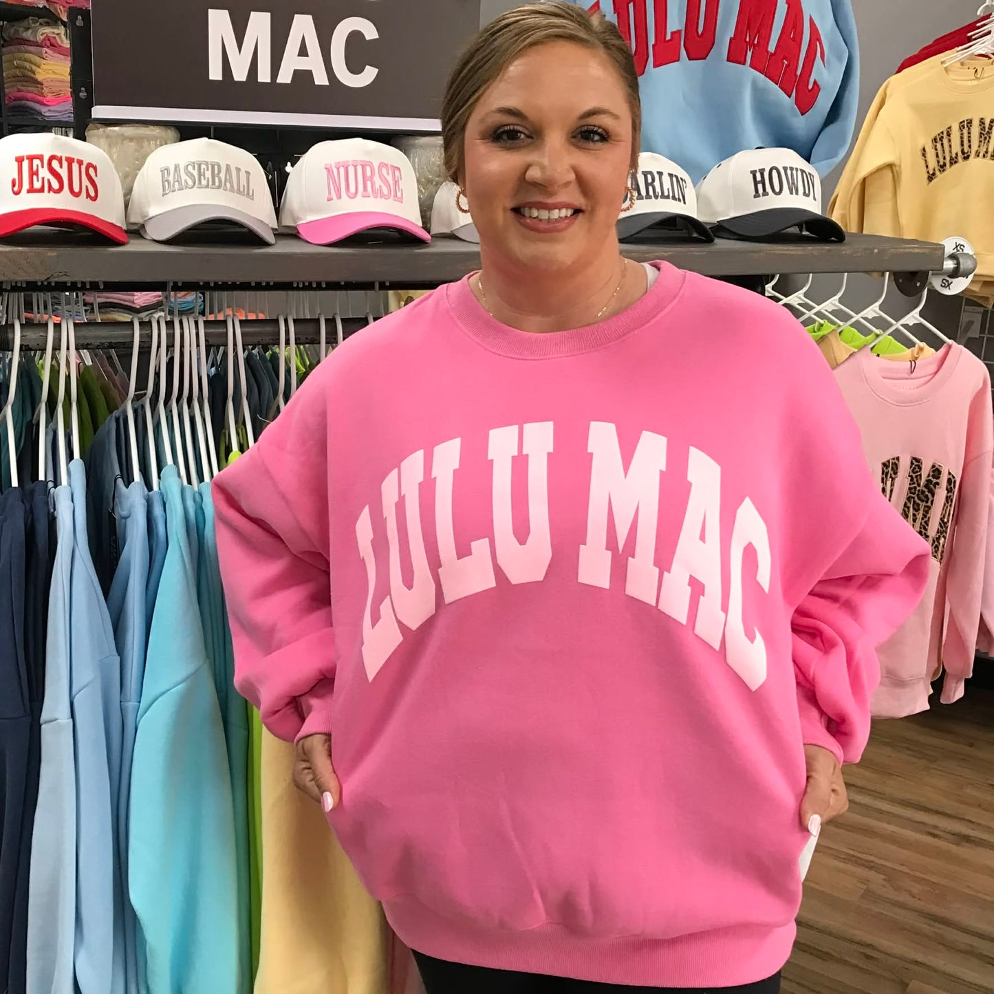 Lulu Mac Sweatshirt Pink with Light Pink Puff