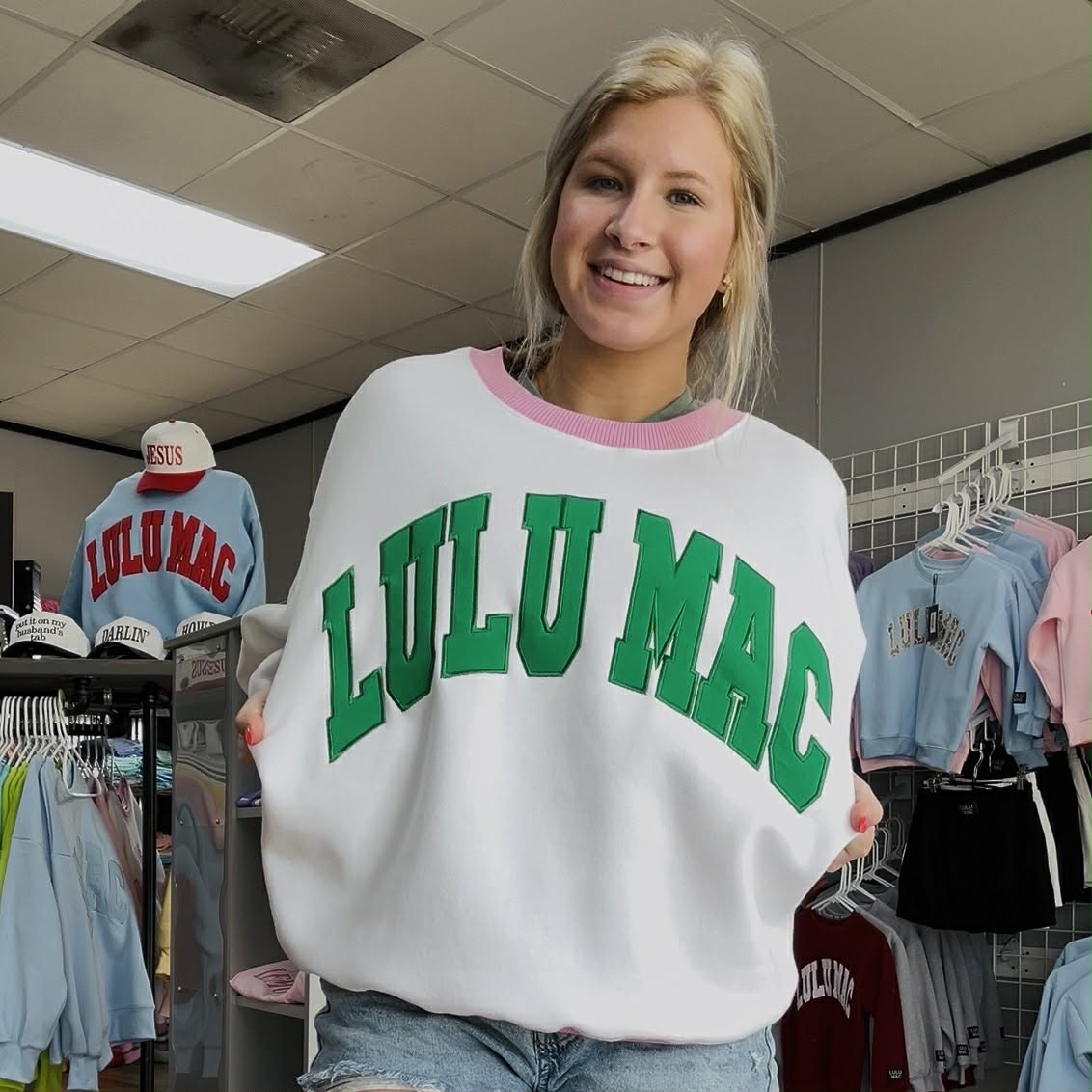 Lulu Mac Sweatshirt Green/Pink/White