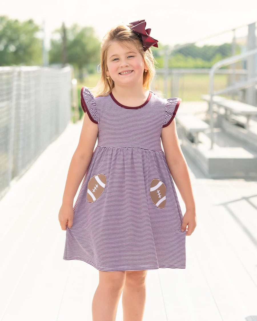 Jellybean Maroon Stripe Football Dress
