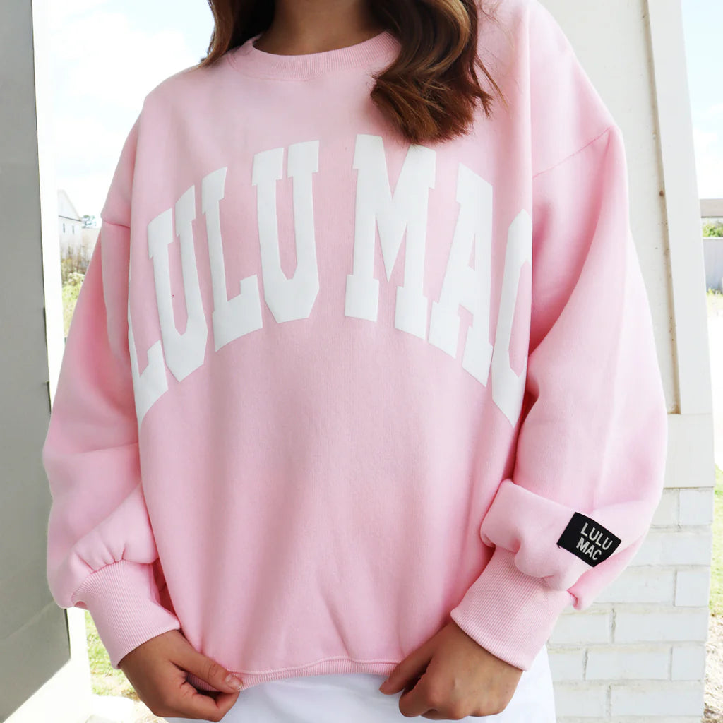 Lulu Mac Sweatshirt Pink with White Puff