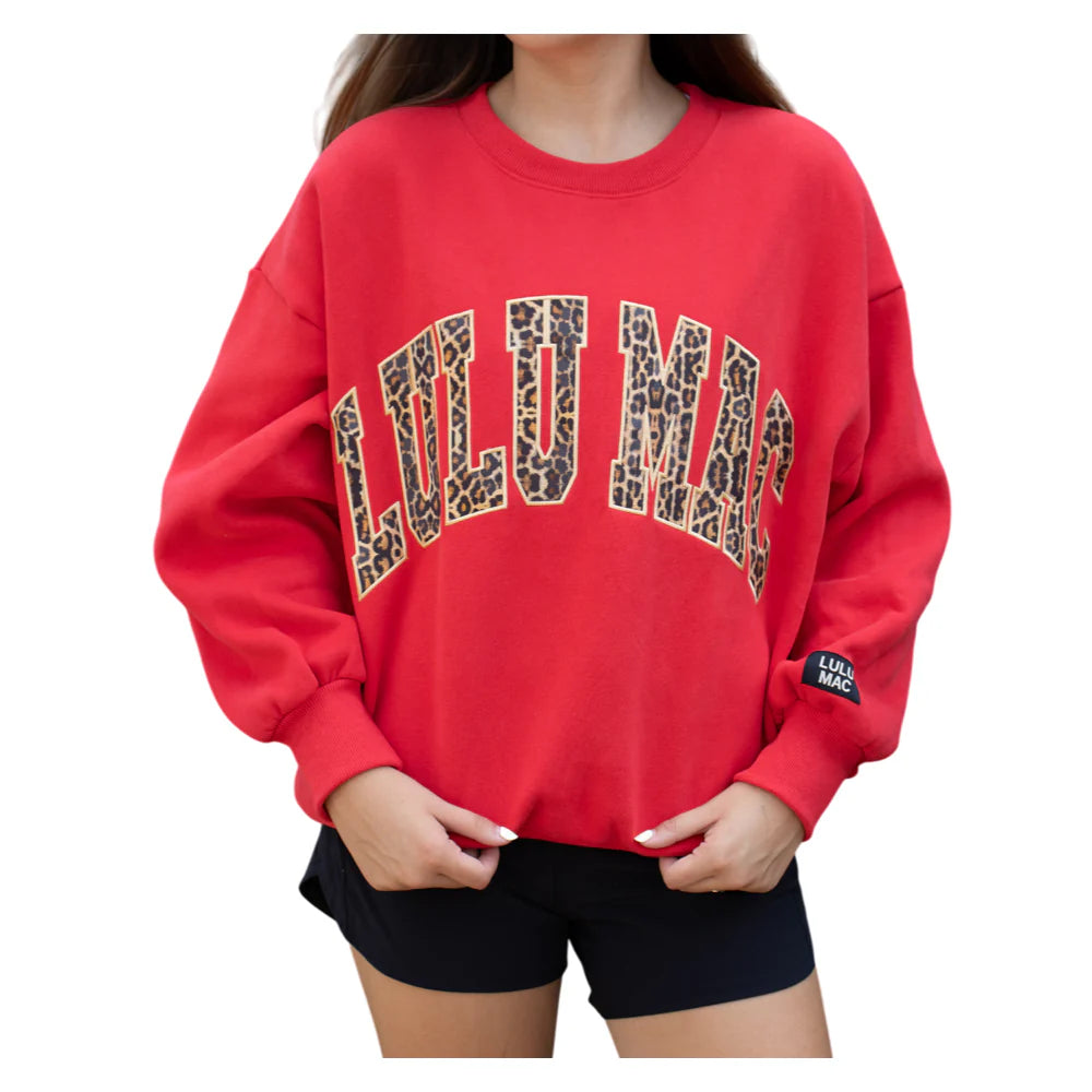 Lulu Mac Sweatshirt Red with Leopard