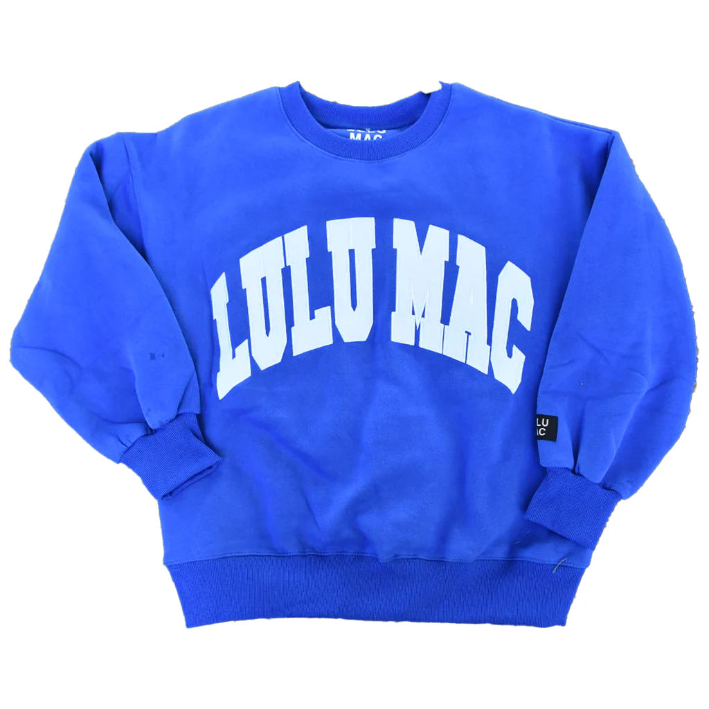 Lulu Mac Sweatshirt Royal with White Stitch