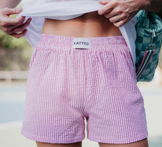 Ladies Boxer Shorts Pink Striped