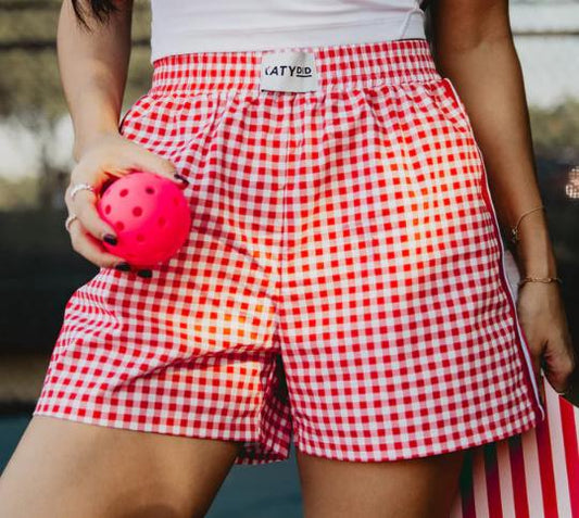 Ladies Boxer Shorts Red Plaid