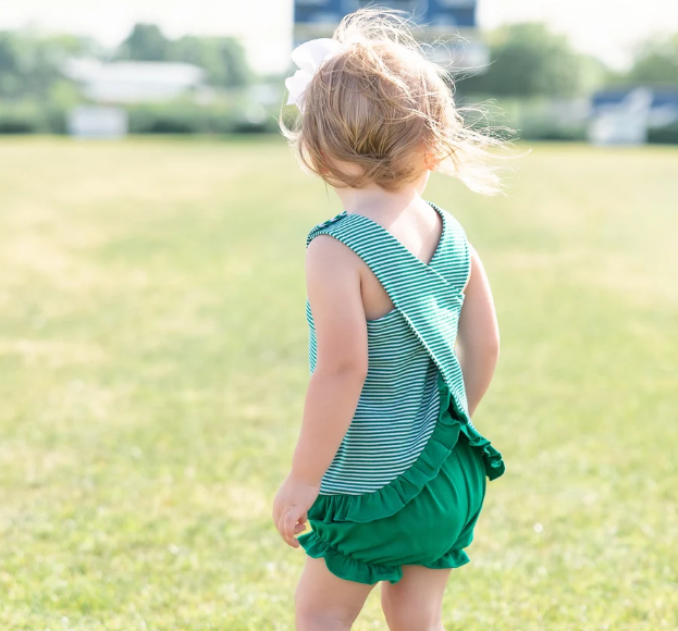Jellybean Green Stripe Swing Back Bloomer Set
