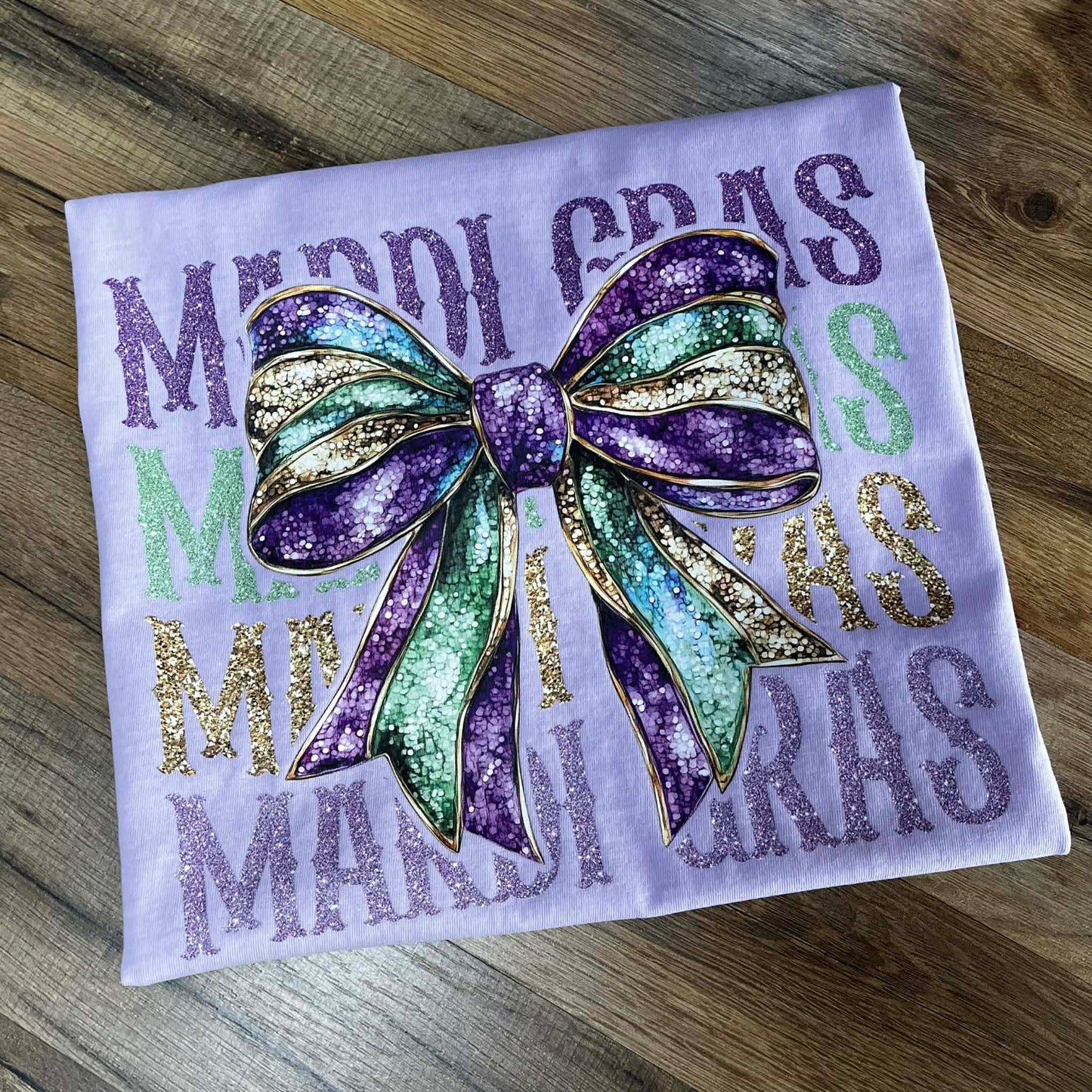 Mardi Gras Bow Lilac Shirt