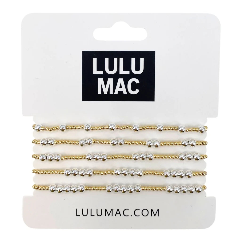 Lulu Mac 5 Stack Bracelet Silver Gold