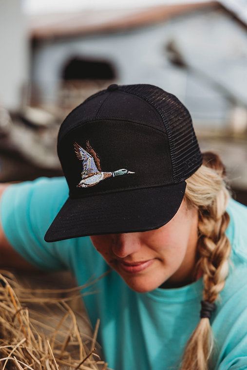Roost Black 7 Panel Duck Hat Youth
