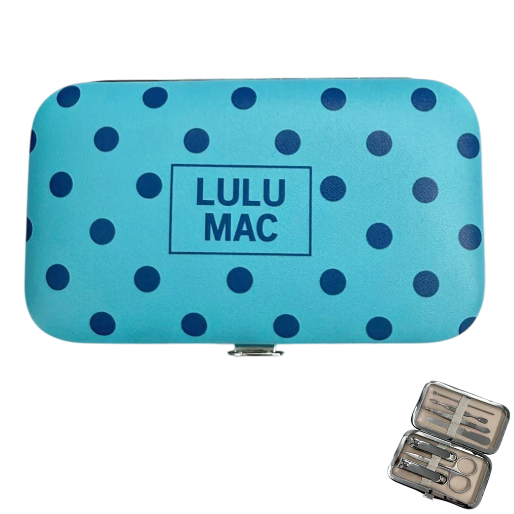 Lulu Mac Manicure Set Aqua Blue Dot
