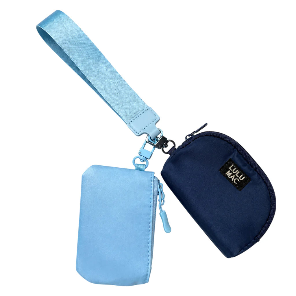 Lulu Mac Double Pouch Wristlet Navy/ Light Blue