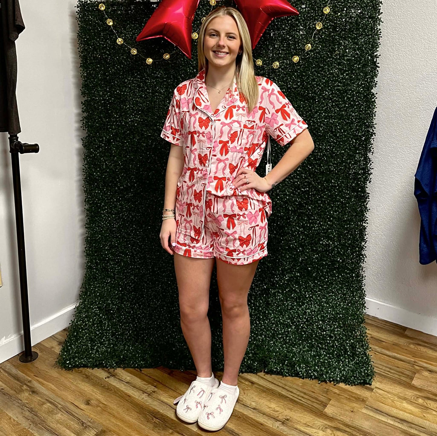 Pajamas Pink & Red Bows