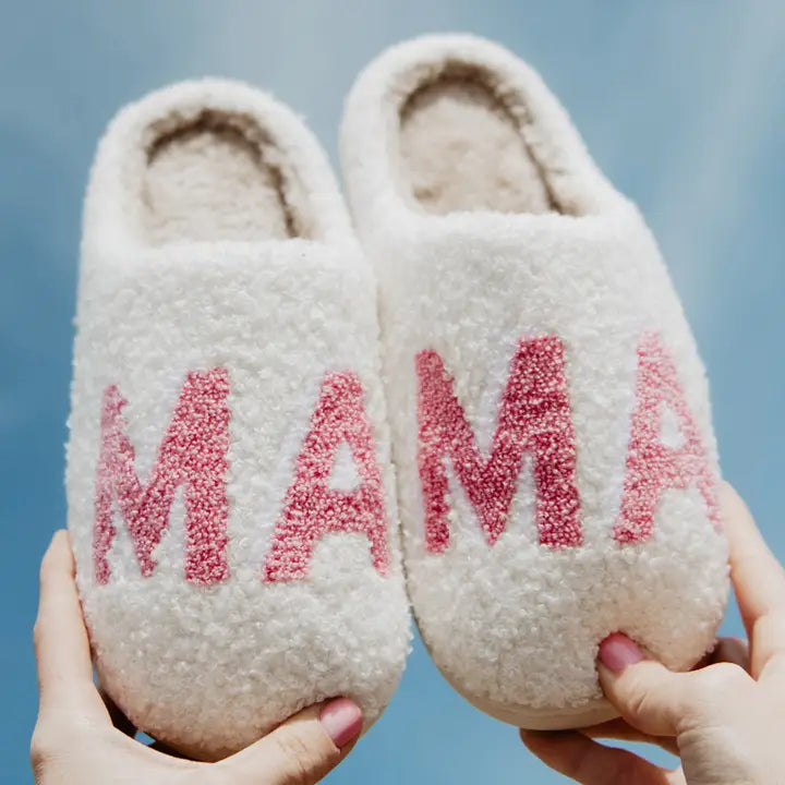 Fuzzy Slippers Mama in Pink