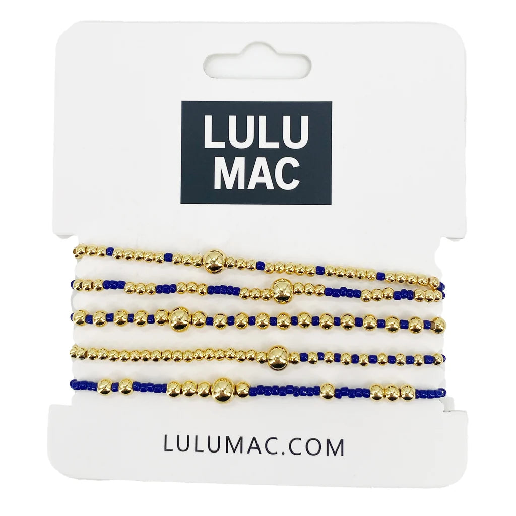 Lulu Mac 5 Stack Bracelet Navy Gold