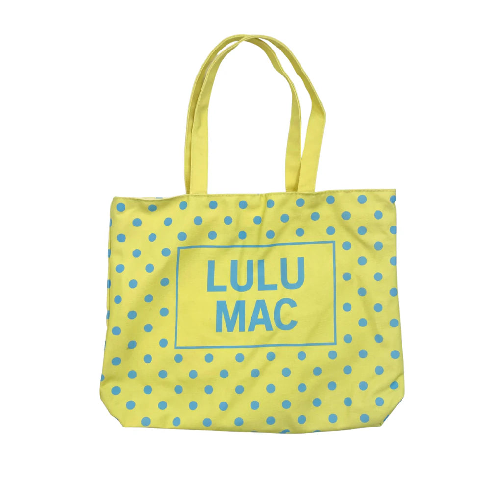 Lulu Mac Canvas Tote Yellow Blue Dot