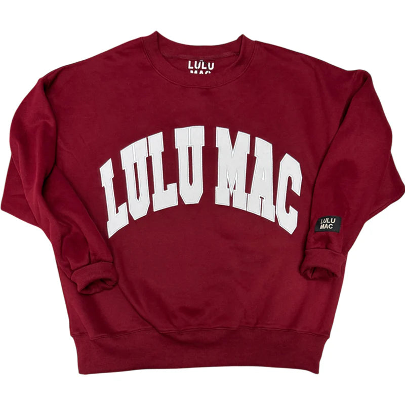 Lulu Mac Sweatshirt Maroon with White Stitch