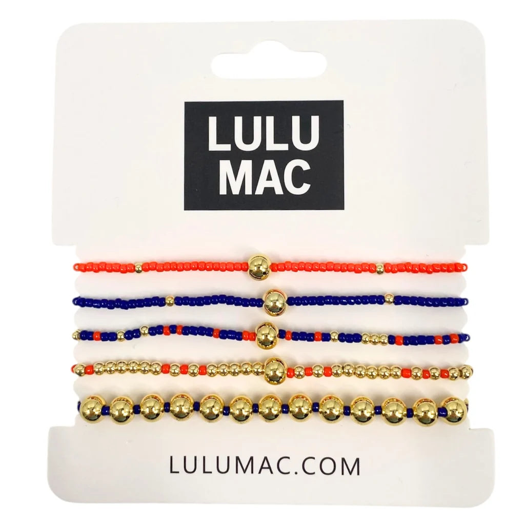 Lulu Mac 5 Stack Bracelet Orange Navy