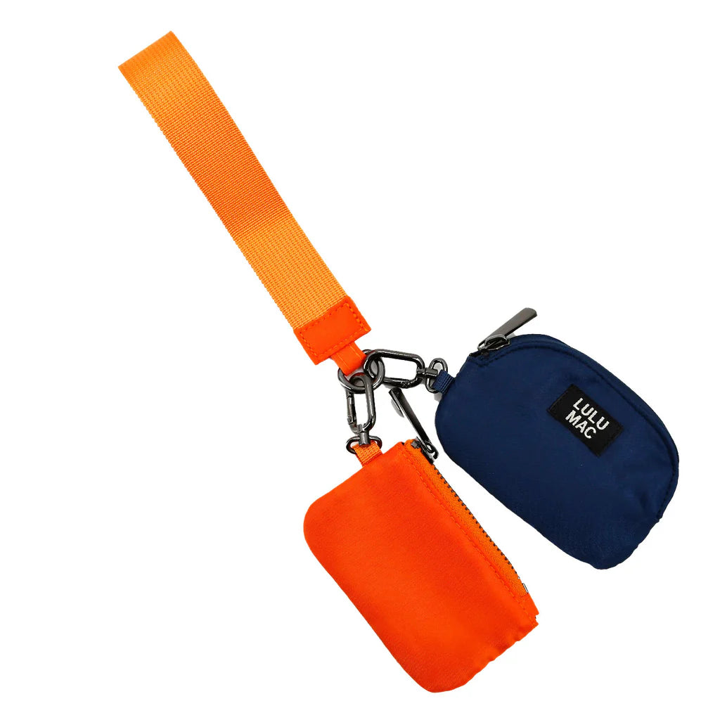 Lulu Mac Double Pouch Wristlet Orange/Navy