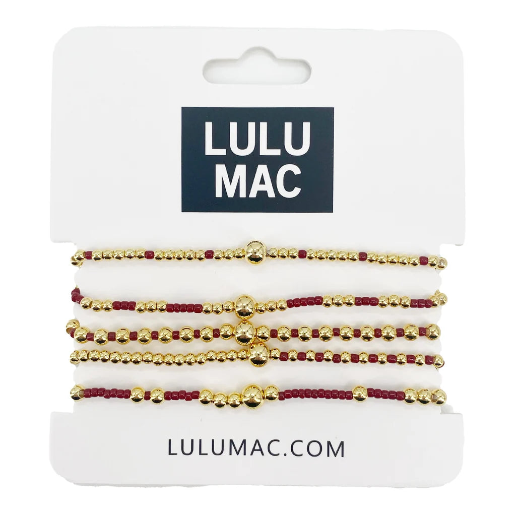 Lulu Mac 5 Stack Bracelet Crimson Gold