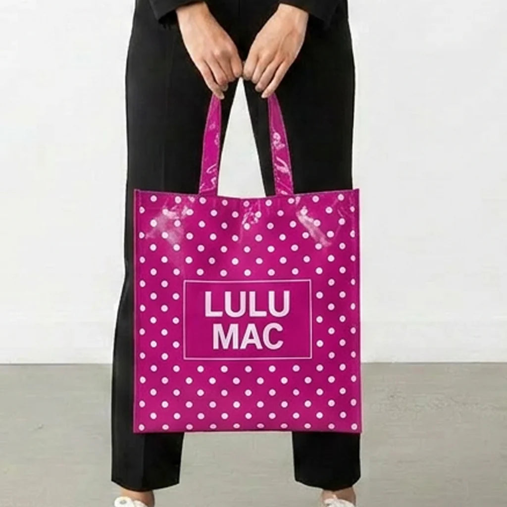 Lulu Mac Reusable Tote Hot Pink White Dot