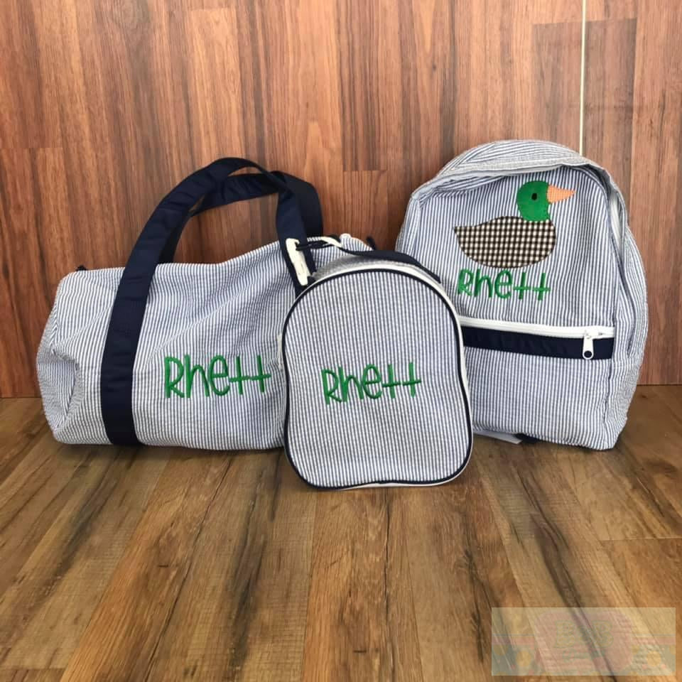 Oh Mint! Large Seersucker Backpack