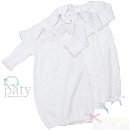 Paty, Inc. Knit Baby Longsleeve Lap-Shoulder Gown & Hand Mitts