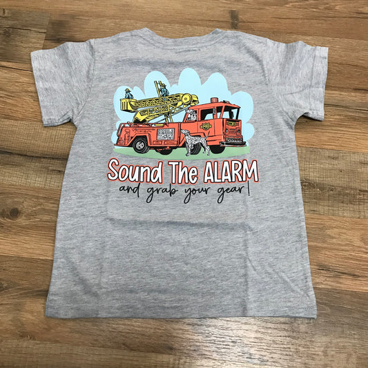 Kids' Sound The Alarm Short Sleeve Pocket Tee- Heather Gray