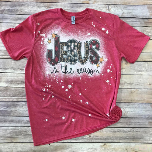 Jesus IS the Reason Christmas Short Sleeve Bleached T-Shirt