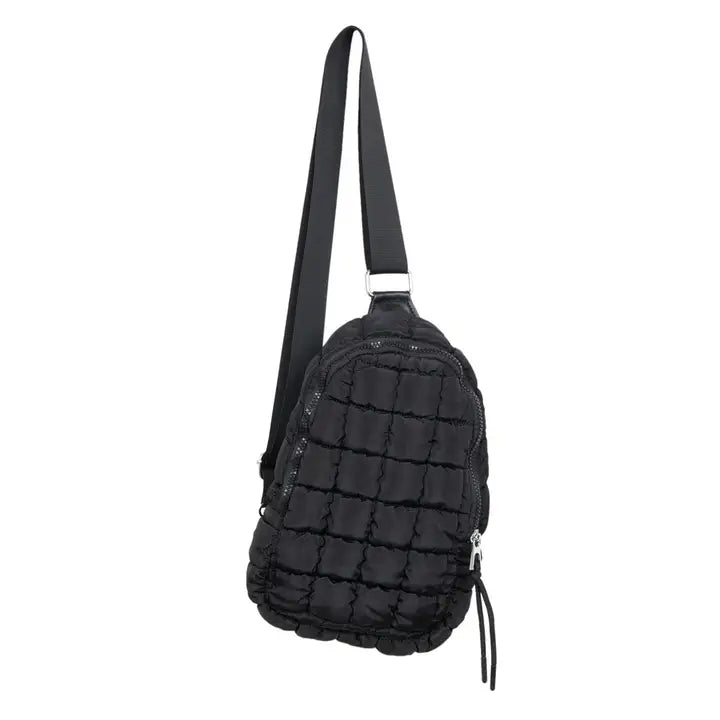 Quilted Sling Bag Purse Black