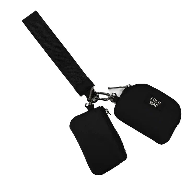 Lulu Mac Double Pouch Wristlet Black