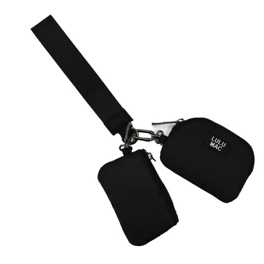 Lulu Mac Double Pouch Wristlet Black