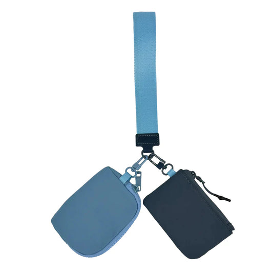 Double Pouch Wristlet Navy/Blue