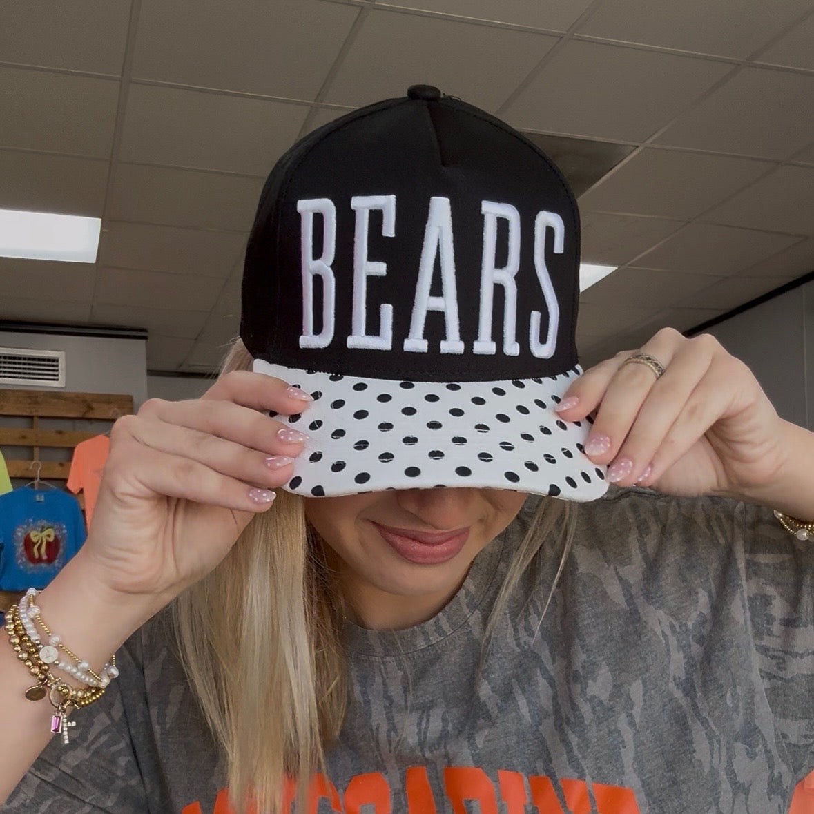 Bears Black Polka Dot Hat