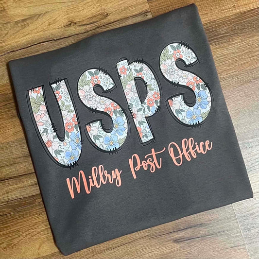 USPS Millry Coral Floral Grey Short Sleeve