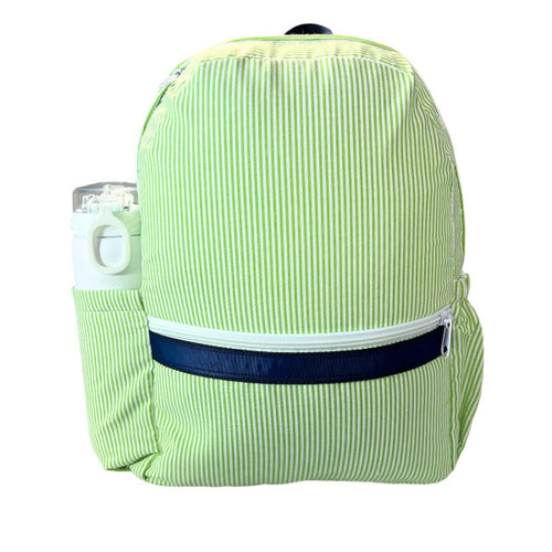 Oh Mint! Large Seersucker Backpack with Pockets