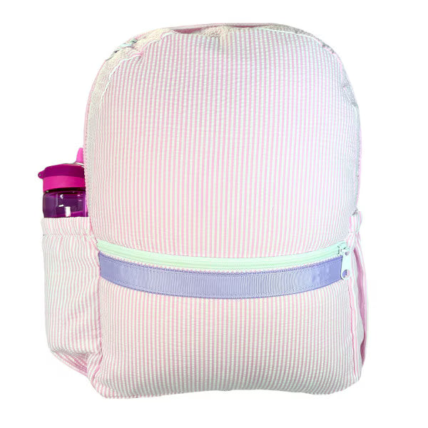 Oh Mint! Large Seersucker Backpack with Pockets