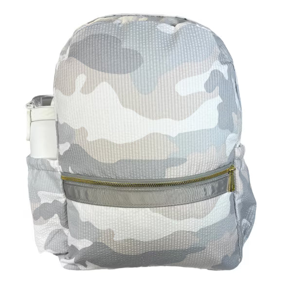 Oh Mint! Large Seersucker Backpack with Pockets