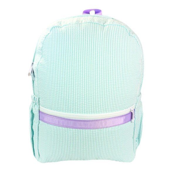 Oh Mint! Large Seersucker Backpack with Pockets