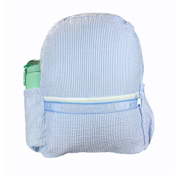 Oh Mint! Large Seersucker Backpack with Pockets