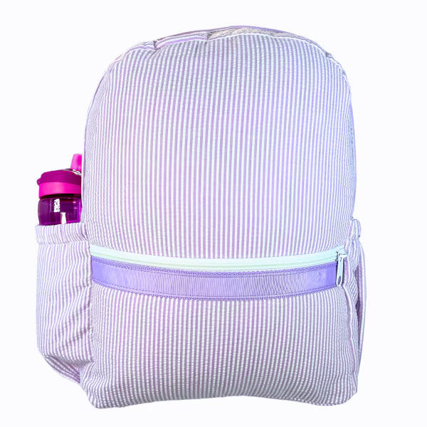 Oh Mint! Large Seersucker Backpack with Pockets
