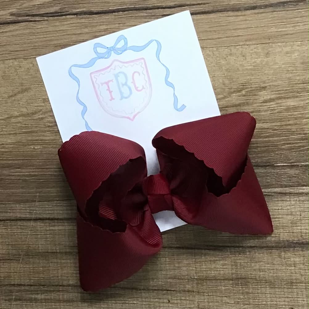 TBC Maroon Scallop Bow Clip
